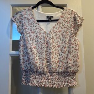 Cropped Pink Flower Shirt - size M